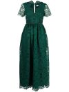 Self Portrait V-neck lace dress in forest green 1 of 6
