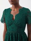 Self Portrait V-neck lace dress in forest green 2 of 6